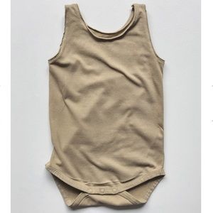 The simple folk newborn baby onsie summer tank sleeve organic cotton sand 6-9m